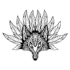 Wall Mural - Doodle Wolf Mask