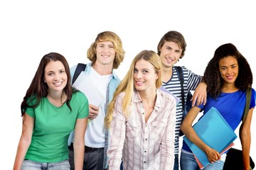 Wall Mural - Composite image of happy college students