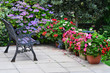 English country garden rustic patio area