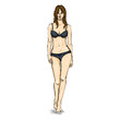 Vector Sketch Fashion Female Model in Underwear
