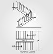 © shawlin - Top view and front view of a half space landing staircase