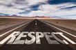 Respect written on desert road