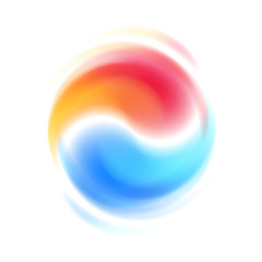 Wall Mural - Red and blue opposites cooperation abstract symbol.