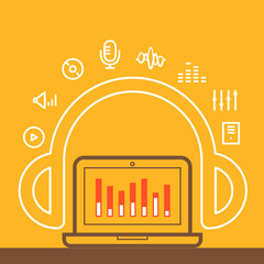 Poster - Modern computer media illustration with different icons