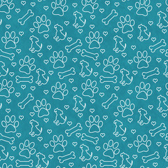 Wall Mural - Teal and White Doggy Tile Pattern Repeat Background