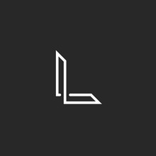 Monogram L Logo Letter, Overlapping Thin Line, Mockup Elegant Symbol For Business Card