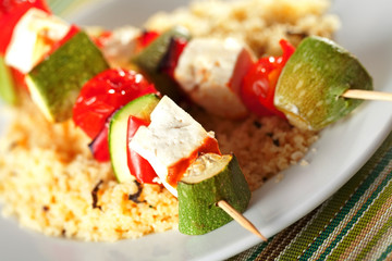 Sticker - Grilled skewers over rice