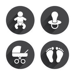 Poster - Baby infants icons. Buggy and dummy symbols.