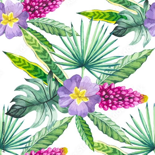 Materiał do szycia Ilustracja wektorowa z kwiaty akwarela.
