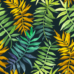  Vector illustration with tropical leaves.