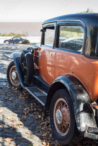 Fototapeta na wymiar Vintage Car at Colonia gistoric Town. Traveling Uruguay, South A