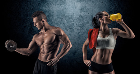 Wall Mural - Athletic man and woman