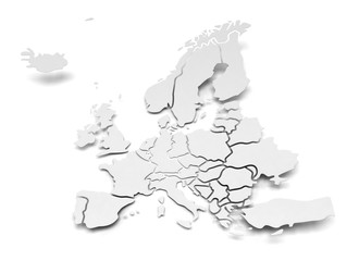 Wall Mural - Detail paper map of Europe with national borders