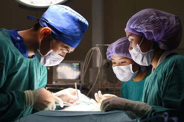 Wall Mural - group of veterinarian surgery in operation room