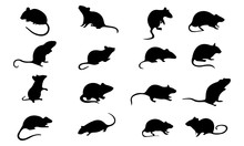 Mice Mouse Silhouette, Set Vector Animals Icons