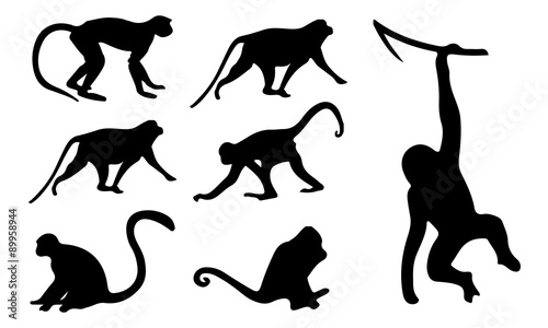 Download Monkey Silhouette, set vector Animals Icons - Buy this ...