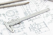 © amnach - Vernier scale on blueprint background.
