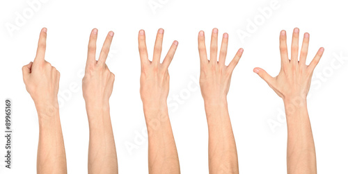 Cuadros en Lienzo counting hands on the finger of one to five isolated on white ba