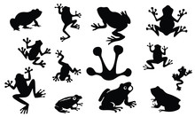Frog Silhouette, Set Vector Animals Icons