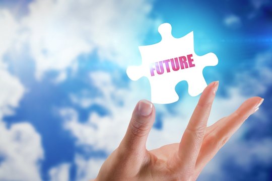 Future against bright blue sky with clouds