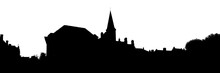 Bruges Old Town Skyline Monochrome Silhouette