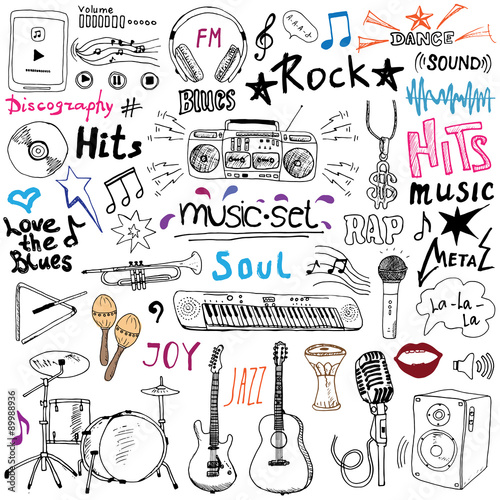 Dekoracja na wymiar  elementy-muzyczne-zbiory-zestaw-ikon-recznie-rysowane-szkic-z-notatkami-instrumentami-mikrofonem-gitara