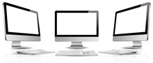 PC Monitor Blank Screen With Keyboard Vector Set Isolated