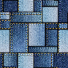 Aufkleber - Patchwork of denim fabric.