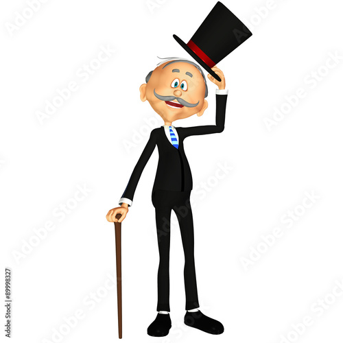 Fotografie, Obraz Illustration of an old gentleman isolated on a white background