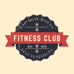 Canvas Print - Vintage Fitness Club sign, logo, with grunge texture, vector illustration, eps10, easy to edit