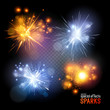 Vector Sparks. A set of vecotr electrical and fire sparks. Vector illustration.