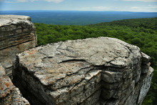 Massive Rocks And View To The Valley At Minnewaska State Park Reserve Upstate NY During Summer Time