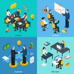 Wall Mural - Business concept 4 isometric icons square