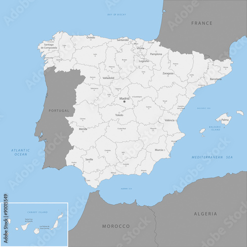 Fotomural Highly detailed map of Spain, vector.