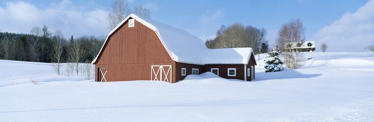 Wall Mural - Winter in New England, Red Barn in Snow, South of Danville, Vermont