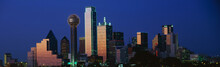 This Is The Skyline At Dusk. It Shows The Reunion Tower Which Is 50 Stories High.