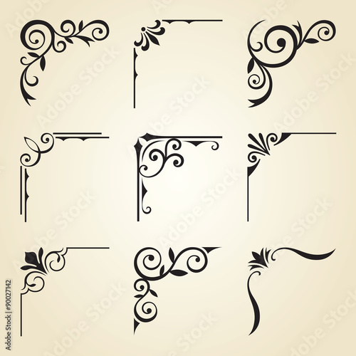 Fotografie, Obraz Vector illustration of decorative corner frame set.