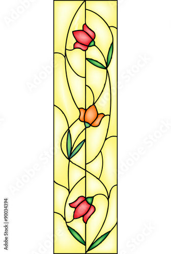 Naklejka dekoracyjna Witrażowe szkło ilustrujące tulipany