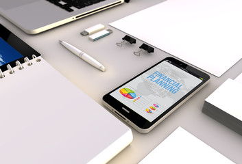 Canvas Print - smartphone office financial planning