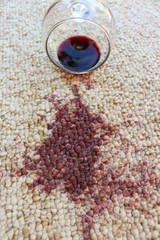 Wall Mural - glass of red wine fell on carpet, wine spilled on carpet 