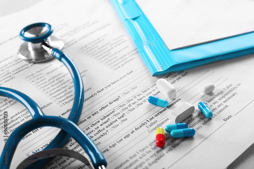 Doctor workplace close up