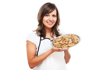 Poster - Young woman with homemade cookies