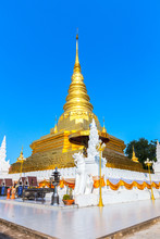 Pagoda The Wat Phra That Chae Haeng Golden  In NAN Province In Northern Thailand