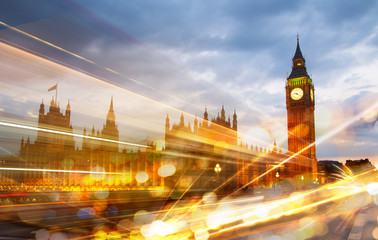 Canvas Print - London sunset. Big Ben and houses of Parliament