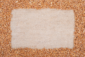 Wall Mural - Frame of wheat on sacking