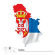 Map of Serbia with flag