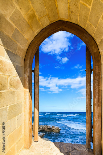 Naklejka - mata magnetyczna na lodówkę door open sea