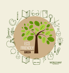 Tree with application icon, modern template design. Vector illus