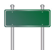 Blank green traffic road sign on white