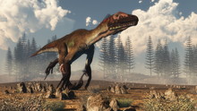 Utahraptor Dinosaur In The Desert - 3D Render